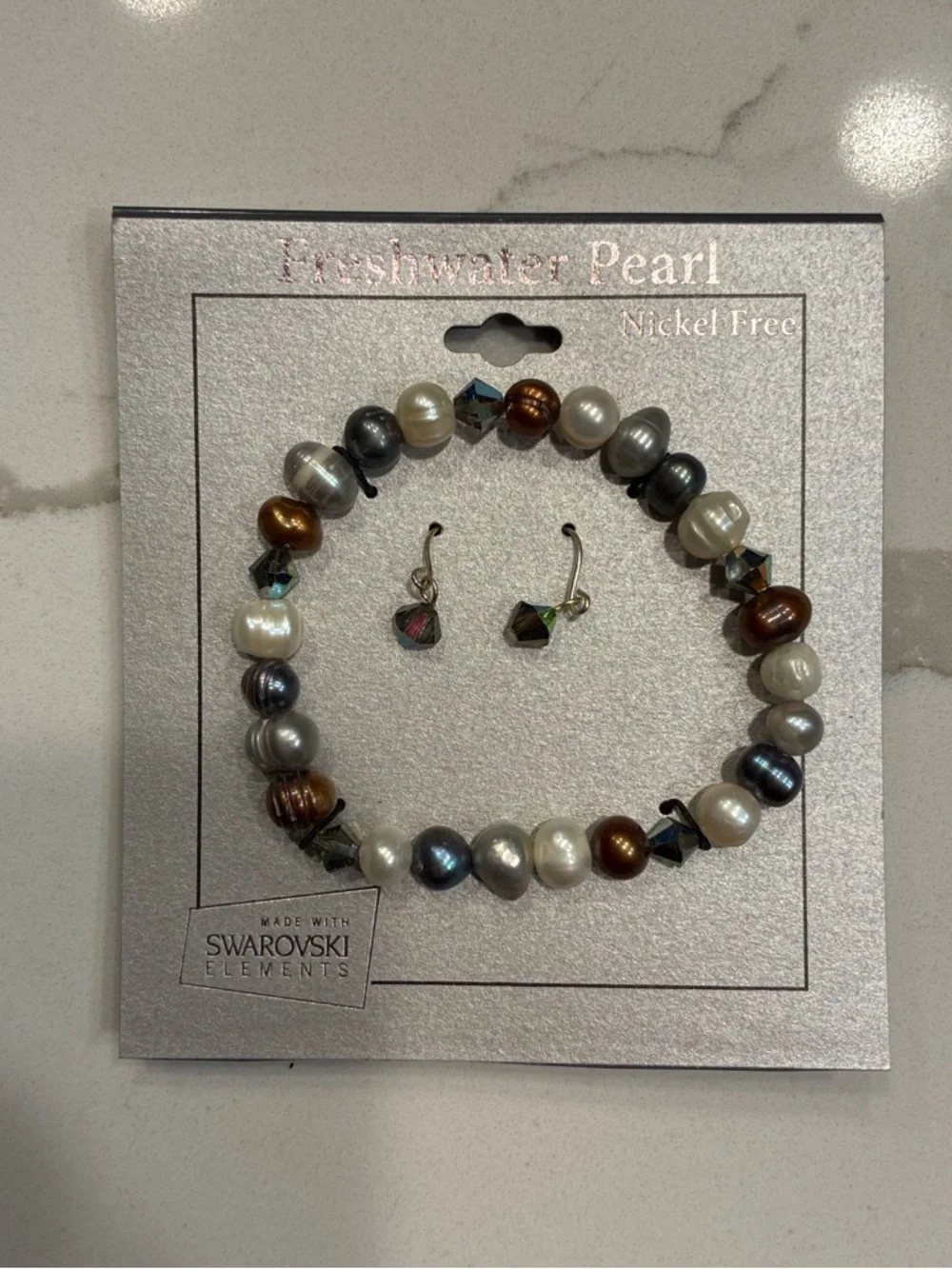 Freshwater Pearl Multicolor Necklace & Earrings Set - Made with - Picture 1 of 2